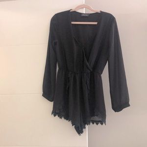 ASTR black chiffon romper